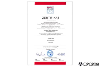 Quality Office certificaat voor giroflex 353 kantoorstoel van Giroflex – Stoll Giroflex AG, geldig tot 30.11.2020.