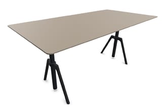 TALO.YOU vergadertafel met zandbeige blad en zwarte design poten, een stijlvolle en duurzame oplossing