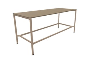 Veron statafel met een minimalistisch beige metalen frame en slank tafelblad, voor moderne kantoorlandschappen en ontvangstruimtes