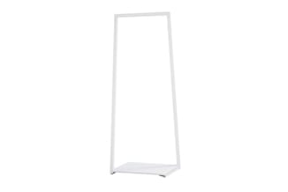 Witte staande akoestische afscheiding, rechthoekig frame, zelfstandig opgesteld tegen witte achtergrond.