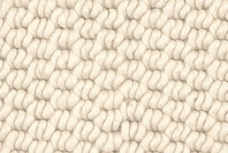 Close-up van crèmekleurig geweven stofpatroon met gestructureerde textuur voor meubelbekleding.