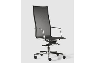 Zwarte mesh directiestoel Milani Olite met armleuningen en hoge rug, ergonomische designstoel voor kantoor