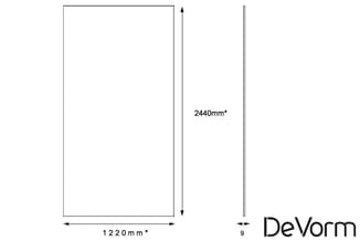 DeVorm akoestisch scherm, wit, 2440mm hoog, 1220mm breed, 9mm dik.