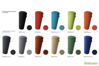 Fiberflex upholsterymaterialen in 11 kleuren: zwart, rood, lichtblauw, groen, oranje, antraciet, grijs, brons, beige, salie e