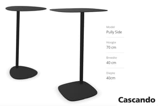 Pully Side bijzettafel, zwart, ronde tafelblad op centrale poot met ronde voetplaat, hoogte 70cm, breedte 40cm, diepte 40cm.