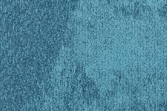 Textielmonster in blauwgroen met twee verschillende structuren: linkerkant ruw gemêleerd, rechterkant fijn geribd patroon.