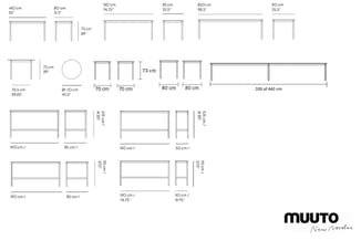 Muuto tafelcollectie: diverse rechthoekige en ronde tafels in verschillende afmetingen (70-250 cm) met metalen poten, technis
