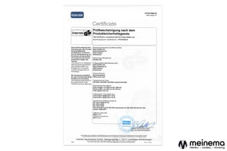 Intertek certificaat voor Stoll Giroflex bureaustoel, testrapport 17UPF1600-01 volgens Produktsicherheitsgesetz.