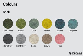 Kleurenpalette schelpmotief met 11 opties: donkergroen, groen, olijf, geel, marineblauw, turkoois, donkergrijs, lichtgrijs, b