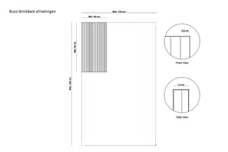 Buzzi BrickBack afmetingen: verticale panelen met geluidsabsorberend patroon, breedte 49-120 cm, hoogte 86 cm, detail voorkan