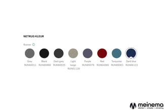 NETRUG KLEUR - Runner stoffen in 8 kleuren: grijs, zwart, donkergrijs, lichtbeige, paars, rood, turquoise en donkerblauw met