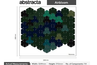 Abstracta Airbloom akoestische scheidingswand, 3249x3112mm, groengetinte bloemvormige panelen (114 stuks) in donkergroen, bla