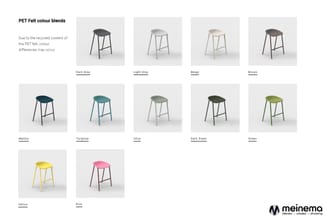 PET vilt kleurvarianten voor barkruk: donkergrijs, lichtgrijs, beige, bruin, marineblauw, turquoise, olijf, donkergroen, groe