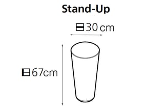 Stand-Up cilindrische zitmand, diameter 30 cm, hoogte 67 cm, wit/crème kleurig.