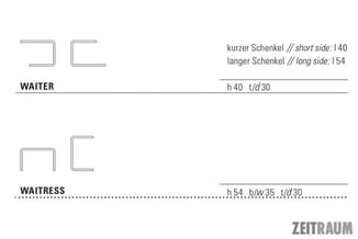 Technische tekening van stoelen Waiter en Waitress met afmetingen en aanzichten. Waiter: h40, korte schenkel 40, lange schenk