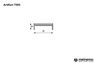 Artifort T905 tafel met afmetingen: breedte 79 cm, hoogte 27 cm. Technische tekening bovenaanzicht.