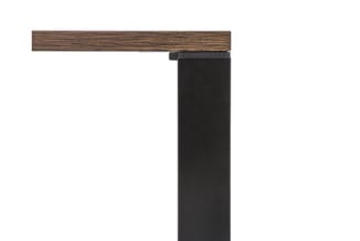 T-vormig bureau onderstel met donkergrijs metalen poot en houten blad in walnootkleur