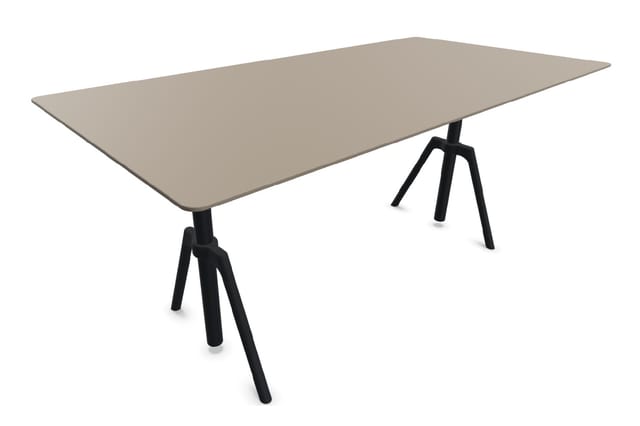 TALO.YOU vergadertafel met zandbeige blad en zwarte design poten, een stijlvolle en duurzame oplossing