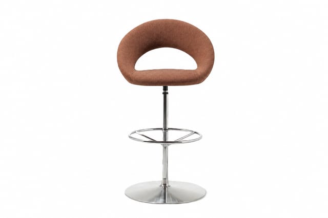 Artifort Nina barkruk met terracotta bekleding en chromen onderstel