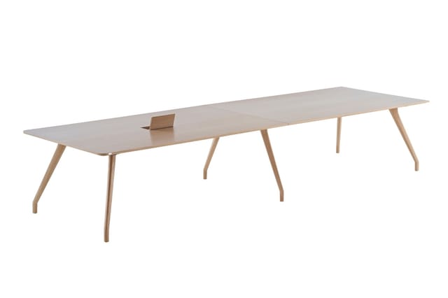 Thonet A 1750 luxe eikenhouten vergadertafel met geïntegreerde kabeldoorvoer – Scandinavisch design directietafel